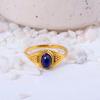 Lapis Lazuli Gold Plated Dainty Ring | Minimalist Brass Gemstone Jewelry | Small Wisdom Stone Gift for Her