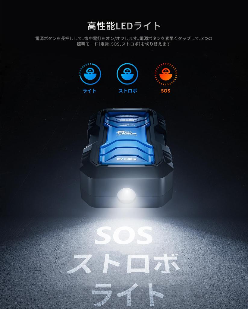 Пусковое устройство, 12 В, 2000 А, Пиковый пусковой ток 1000 А, До 7.0