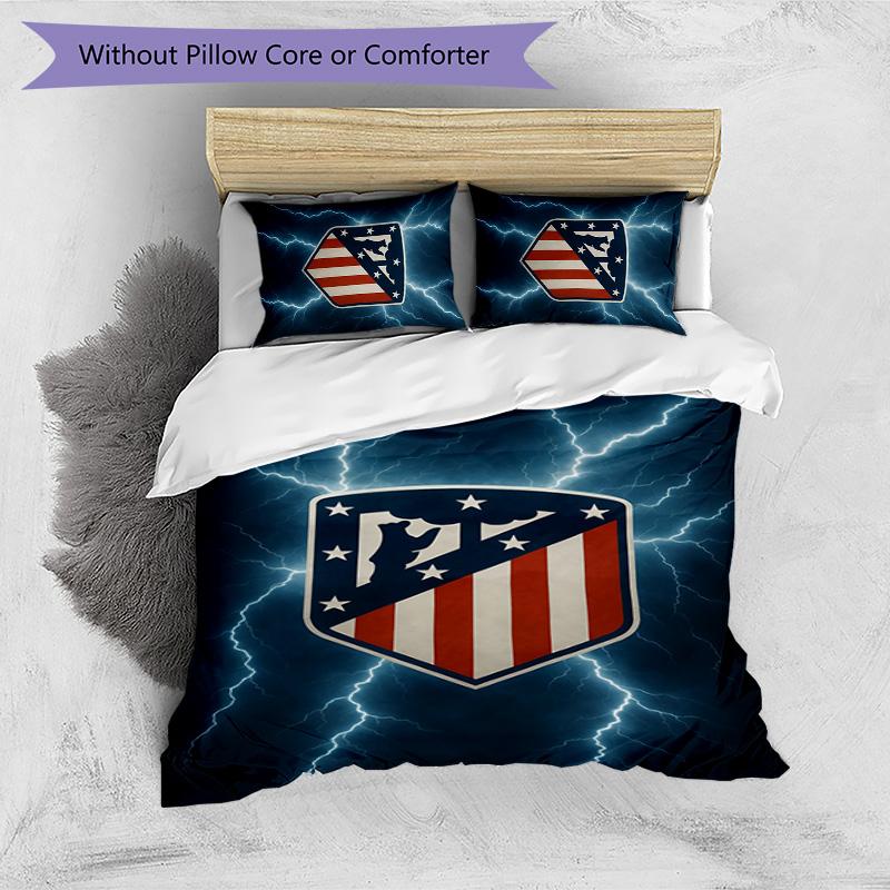 Atletico Madrid Pattern Printed 3PCS Bedding Set Soft Skin-Friendly Washable Duvet Cover & Pillowcases Set All Season Bedroom