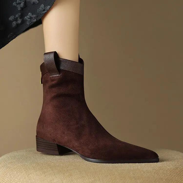 Fashion Ankle Boots for Women Moccasin Non Slip Plus Big Size British Style Booties Hot New In On Offer Goth Y2k Pu 39 Woman Short Shoes