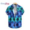 Мужская рубашка с коротким рукавом с принтом кокосовой пальмы, постепенные изменения, мужская рубашка, лето 2025 г., новинка