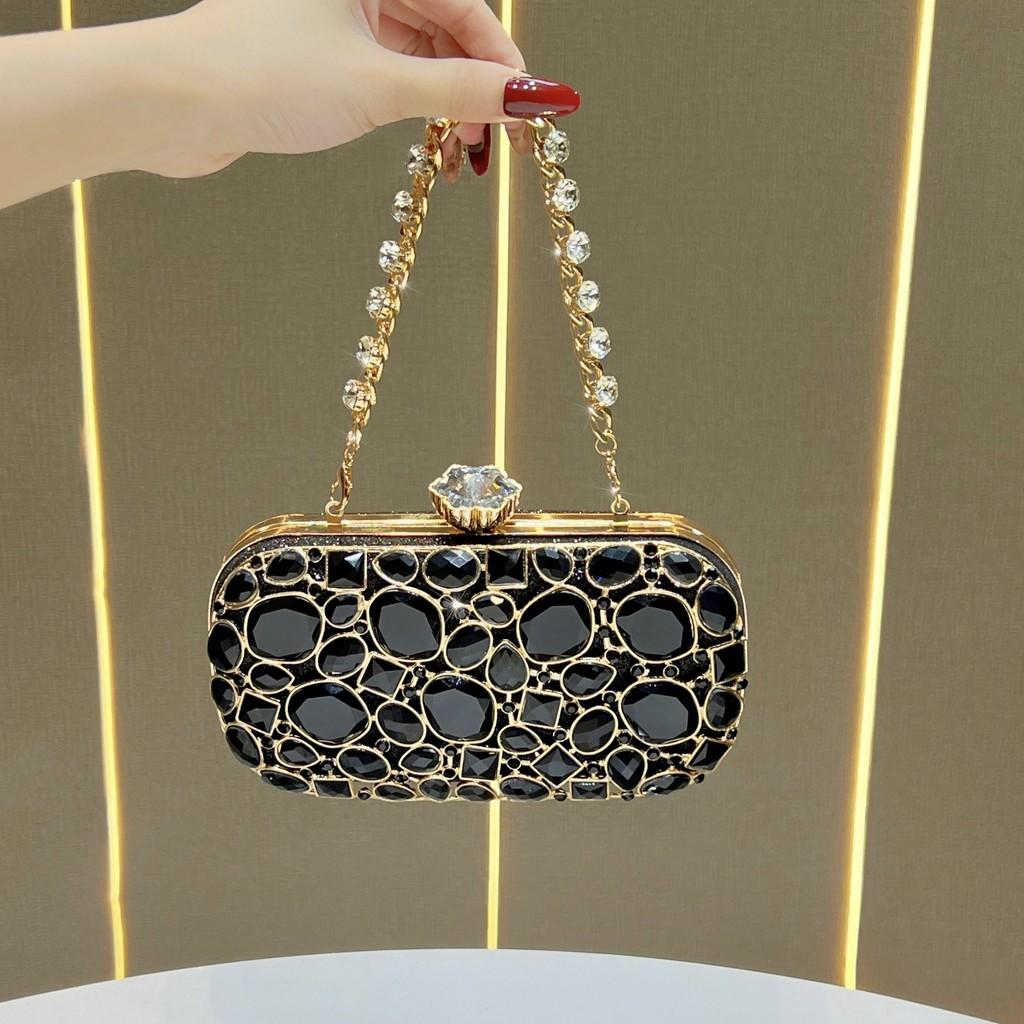 Cross Border Womens Clutch Bag With Rhinestone Embellishments And Chain Strap For Formal Events