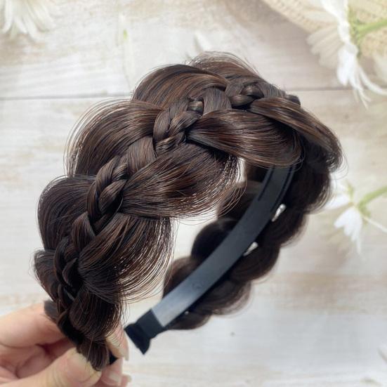 Braided Headband with Teeth Synthetic Heat-Resistant Fibers Realistic Human Hair Headband Secure Hair Fix Hair Hoop