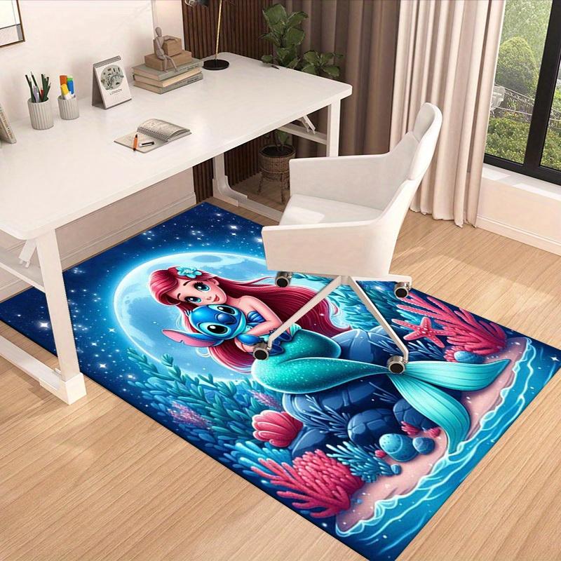 1pc. Magical Mermaid & Stitch Underwater Scene Rug - Home Decor Carpet, Office Mat, Chair Cover, Outdoor Blanket, Gift for z049025