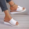 2024 New High Quality Women's Shoes Summer Open Toe Solid Color Wedge Women's Slippers Large Size Casual Women's Beach Shoes