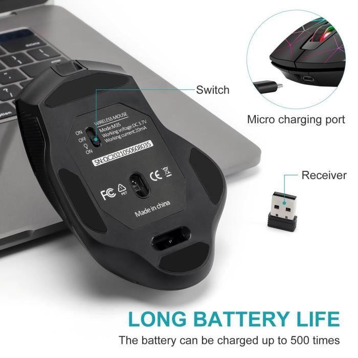Souris gaming - Neuve - Ergonomique - Rechargeable - Silencieuse - 1600 DPI