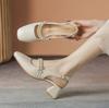 Сандалии Baotou женские сандалии жемчужные толстые с Мэри Джейн летние новые мягкие подошвы с одним словом ремень высокие каблуки