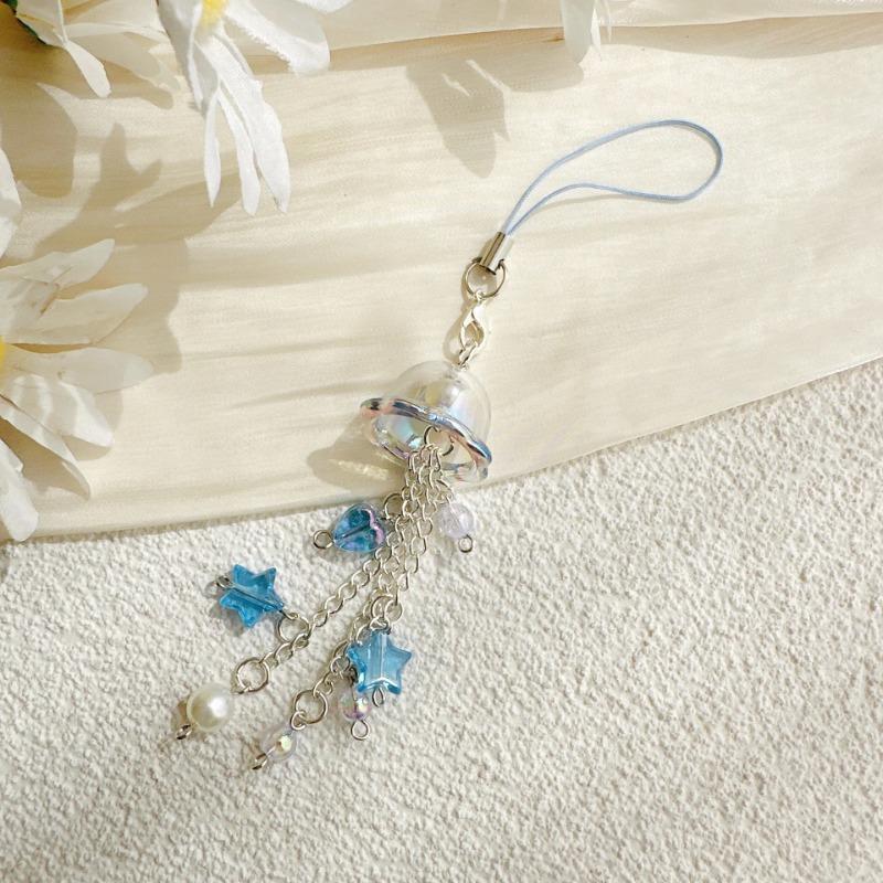 Jellyfish Mobile Phone Lanyard Aesthetic Tassel Phone Charm Keycord Stylish Girly Key Holder Pendant Mobile Phone Straps