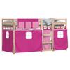 VidaXL Bunk Bed with Pink Curtains 90x200 Cm Solid Pine Wood, Bed, Bed Frame, Low Bunk Bed, Bedroom Furniture At 3283930