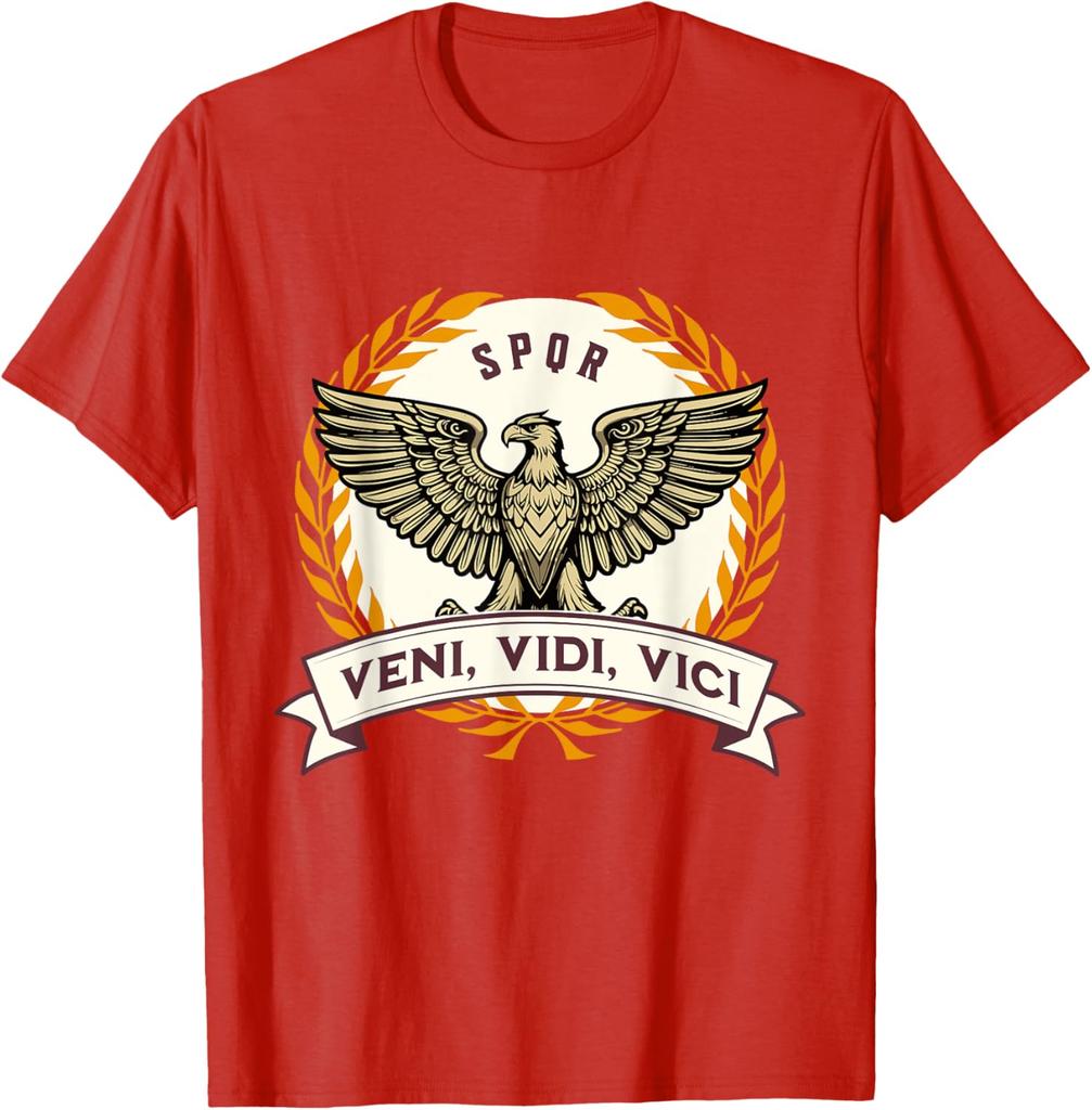 Veni Vidi Vici Цитата Юлия Цезаря Древний Рим Футболка 100% Хлопок Круглый вырез Короткий рукав Летняя Повседневная Мужская Футболка Уличная мода
