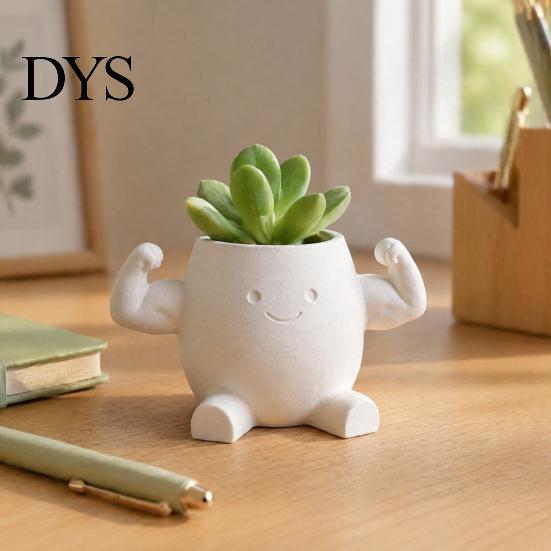 Мускулистый Мужчина Горшок Милый Горшок, 3D Печатное Лицо с Улыбкой Растение Минималистичная Текстура Сосуд Горшок, Декоративный Забавный Контейнер для Суккулентов Маленький