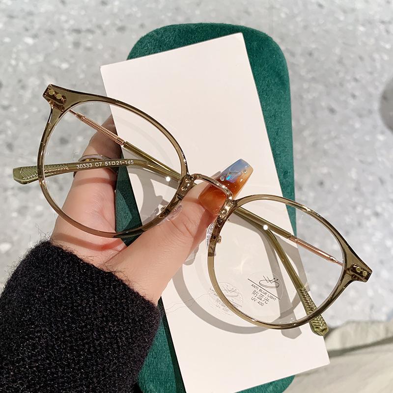 Glasses Female Eyeglass Frame Anti Spectacle Ray Leopard Minus Stylish Super Diopter Myopia Small Round Ladies Spectacle Blue Light Eyewear TR90