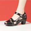 Order A Size Up  Soft Leather Sandals Women Middle-aged and Elderly Mother's Shoes Soft-soled Middle-heeled Thick-heeled Fish Mouth Shoes