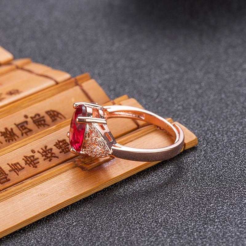 Sace Gems Классическое кольцо из медного сплава с красным цирконом, женские ювелирные изделия, свадебный подарок, вечеринка