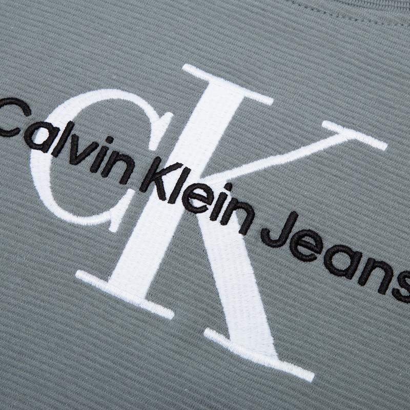 Calvin Klein Свитшот с логотипом в виде буквы, модный, с цветными блоками, с плетеной лентой, с круглым вырезом, мужской, темно-серый J323160-PN6