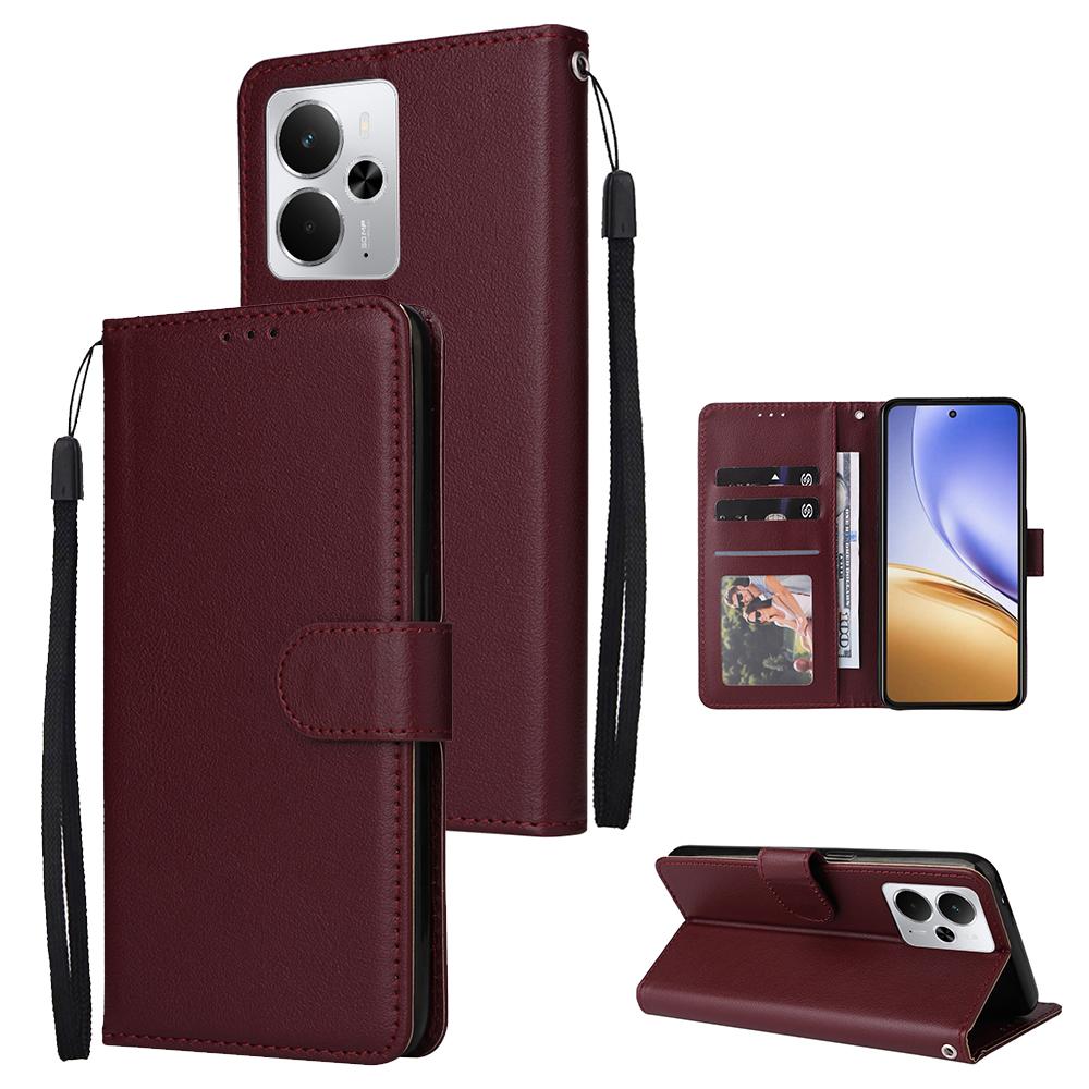 Чехол для телефона для Realme 14 5G/Neo7x 5G/P3 5G/14T 5G, Кошелек Подставка Вид Обложка из ПУ кожи с ремешком на запястье