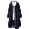 Coat for Women Cotton Autumn Winter Thickened Casual Oversize Medium-length Denim Cardigan Hooded Jacket