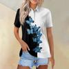 Женская модная повседневная рубашка с короткими рукавами и принтом с лацканами, женские топы на пуговицах