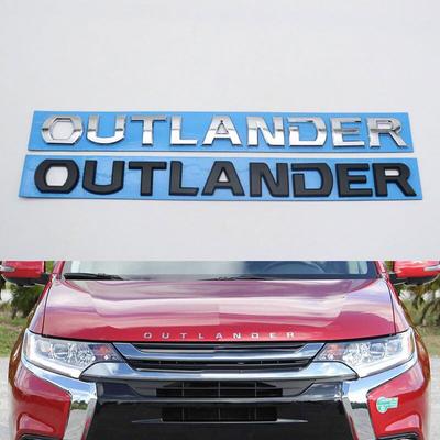 Для Outlander передняя эмблема на капоте, значок, наклейка, логотип, буквенная табличка, наклейка на автомобиль, черный, хром, серебристый цвет