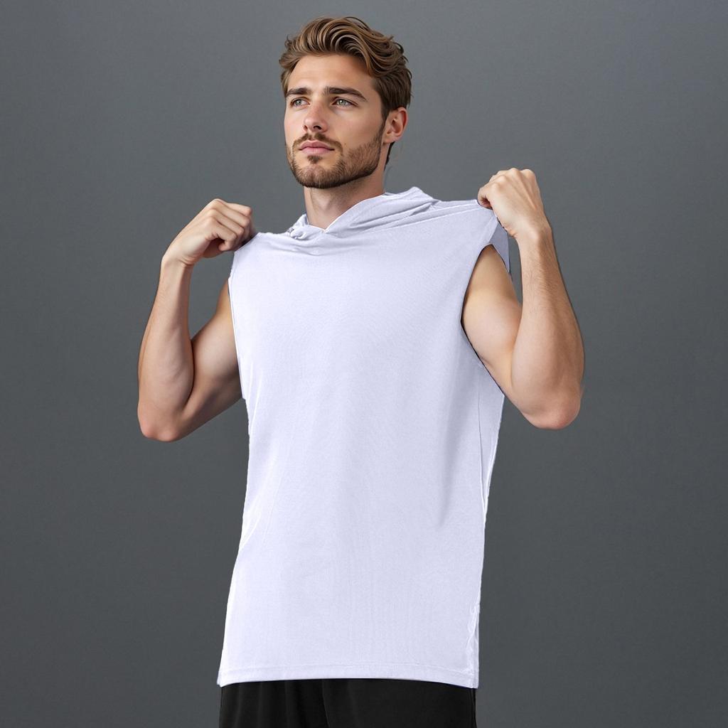 Мужская майка, плотный жилет с капюшоном, повседневная футболка без рукавов