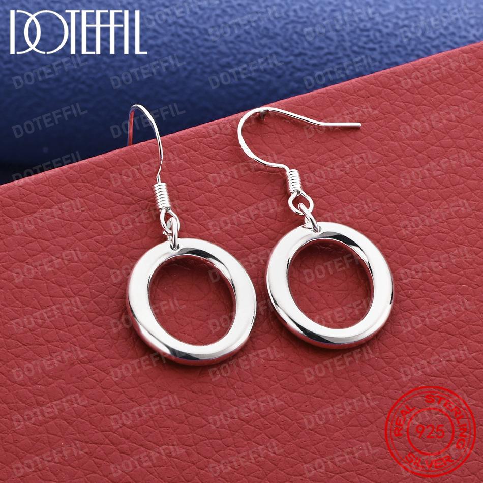 Xiaomi 925 Sterling Silver Simple Hollow Out Round Earrings for Women, Fashionable Wedding Party Gift Jewelry Accessories