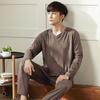 Modal Cotton Summer Pajamas Men'S Spring And Autumn Long-Sleeved Casual Loungewear Autumn Plus Size Loose Pullover Set