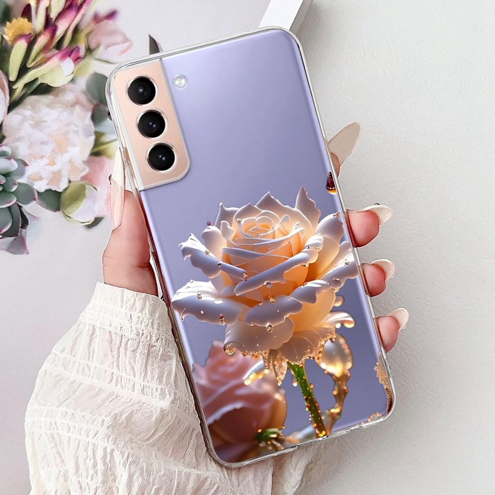 Clear For Samsung S21 G991B G991W Cover For Samsung Galaxy S21 Case Luxury Butterfly Love Fashion Flowers Cool Lion Painted