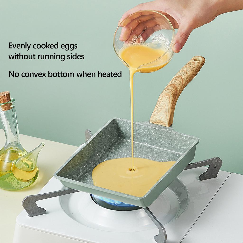 Japanese Omelette Pan Maifan Stone Non-stick Egg Roll Pan Frying Pan With Wood Handle for Baby Kids