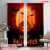 2pcs,2D Plane Printing Print Curtains A Variety of Halloween Pumpkin Durable 100% Polyester Fabric (without Rod) Decorations For