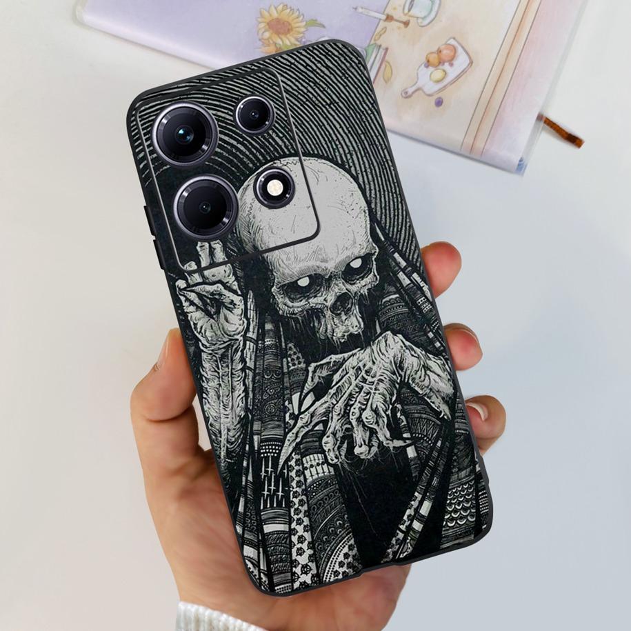 For Infinix Note 30i Case Stylish Flower Black TPU Shockproof Bumper For Infinix Note 30 Pro X678B Phone Cover Note 30 5G Fundas