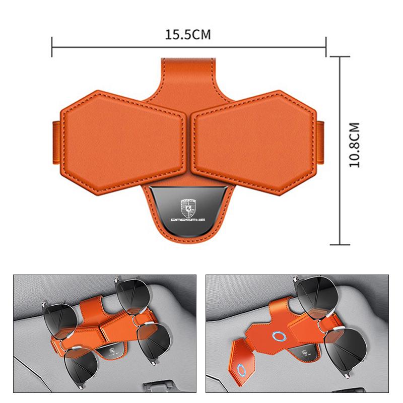 Car Leather Sun Visor Glasses Clip Sunglasses Card Storage Holder For Porsche 911 918 928 944 968 Boxster Cayenne Macan PanameraWX6