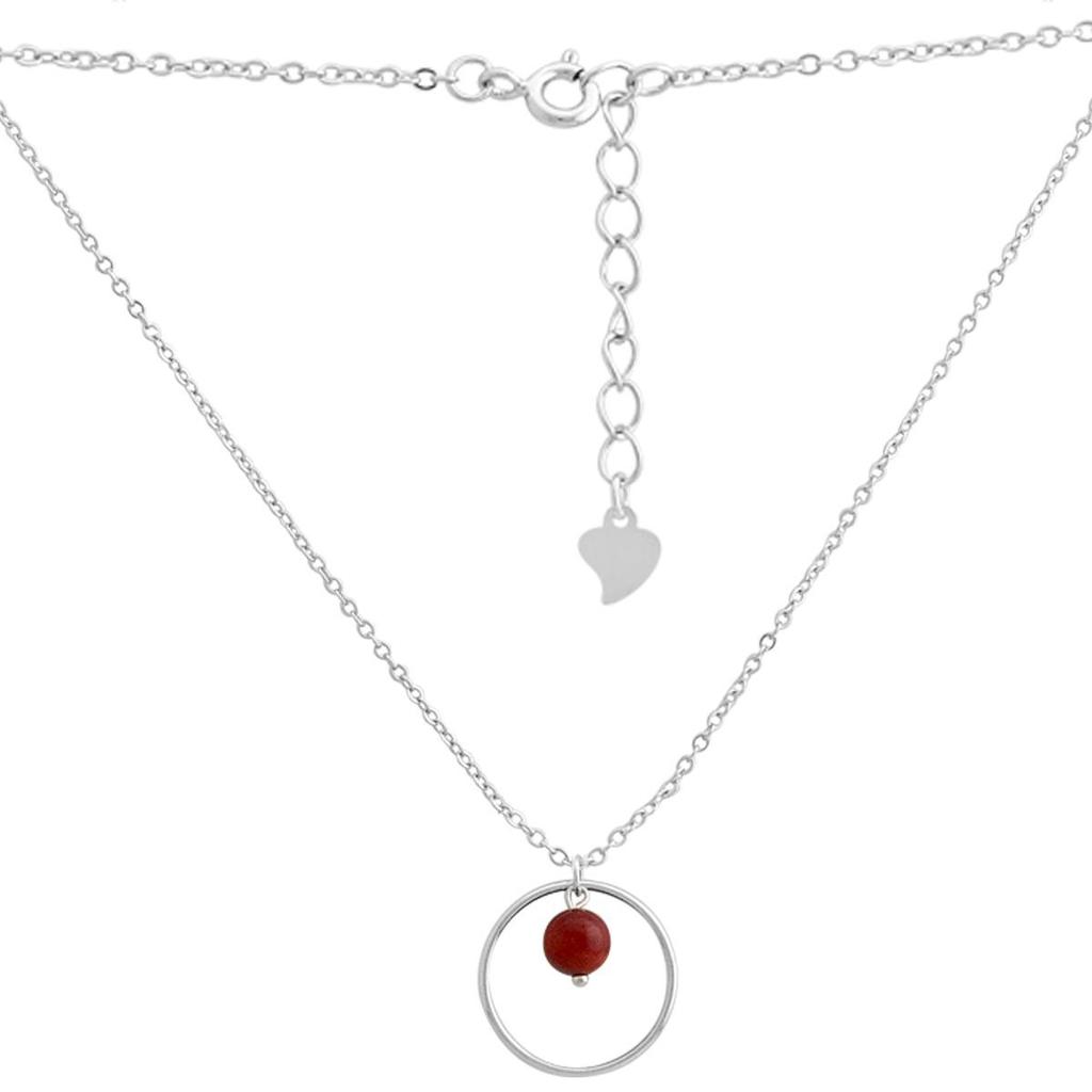 Серебряное колье с кораллом, вес изделия 2,85 гр (2145622)