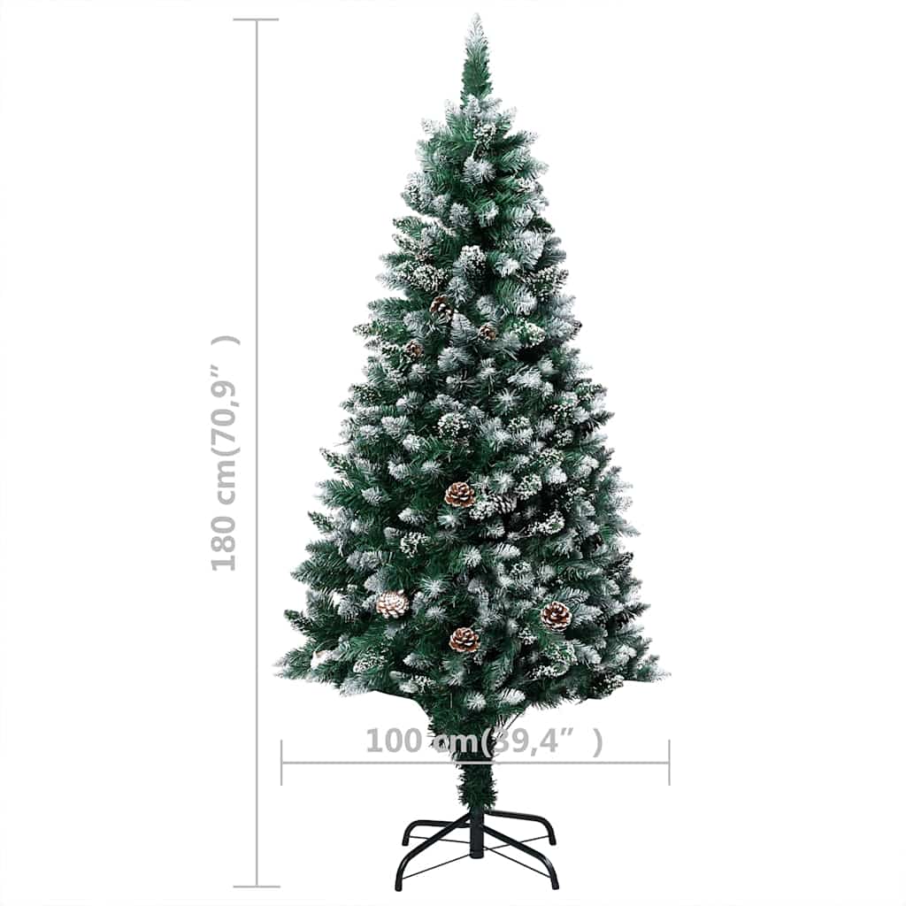 Artificial Christmas Tree with LEDs Ornaments and Pine Cones 180 cm