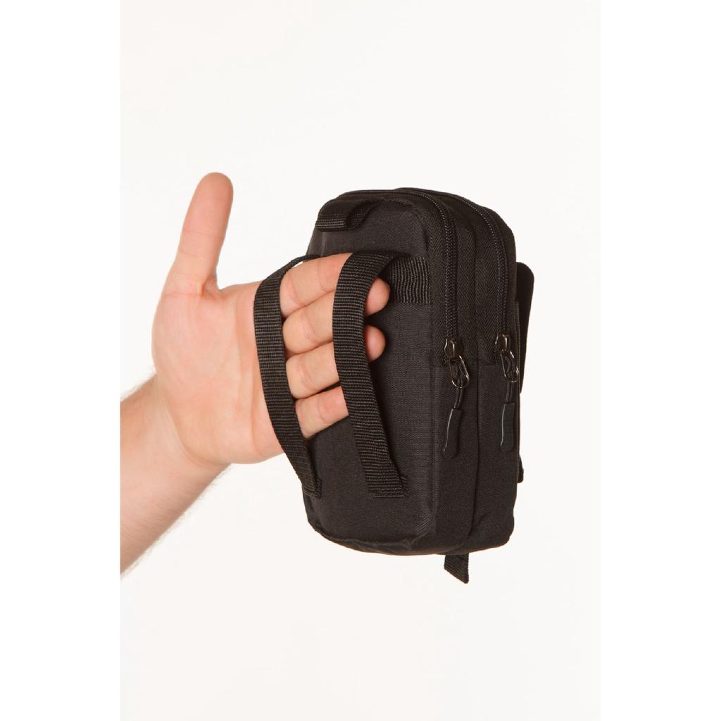 Men's Black Water Resistant Tactical Waist Bag With Belt Strap And Phone Compartment (outdoor, Work) (18x11 Cm)