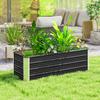 Steel raised garden bed, planter box, flower box, flower pot with gloves, charcoal gray, 125 x 47 x 44 cm
