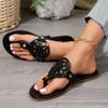 Fashion 2024 Summer Women's Thong Sandals Slip On Soft Sole Lightweight Flat Casual Non-slip Slides