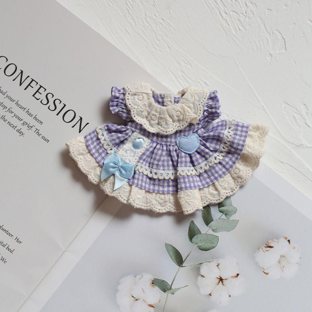 Plaid Doll Dress Up Clothes Cotton Kawaii Mini Doll Skirt Cute Exquisite Doll Skirt  10-15cm Doll
