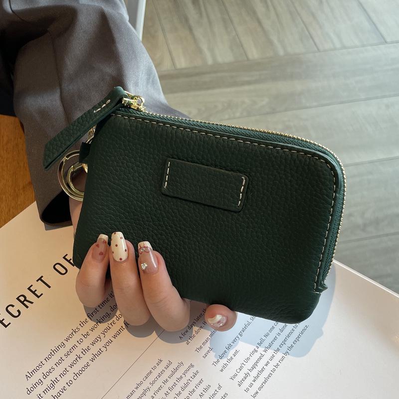 Европейский и американский женский кошелек из натуральной кожи: Модный клатч-кошелек на молнии с брелком для ключей