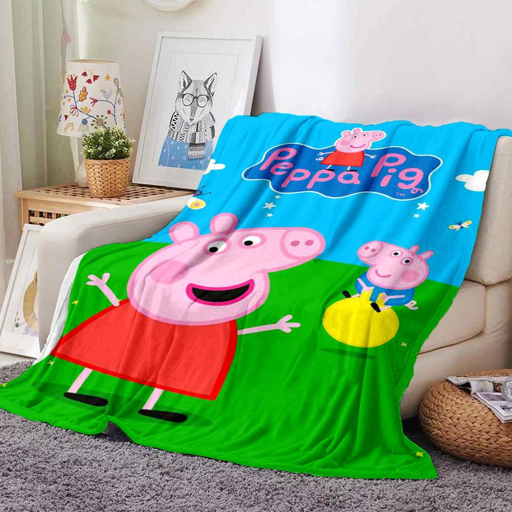 Pig Peppa Print Flannel Blanket High Quality Warm Comfortable Cover for All Seasons Perfect for Gifts Home Decor