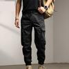 Men Cargo Pants Ankle-banded Loose Solid Color Multi Pockets Soft Breathable Drawstring Elastic Waist Casual Sport Men Sweatpants Long Trousers