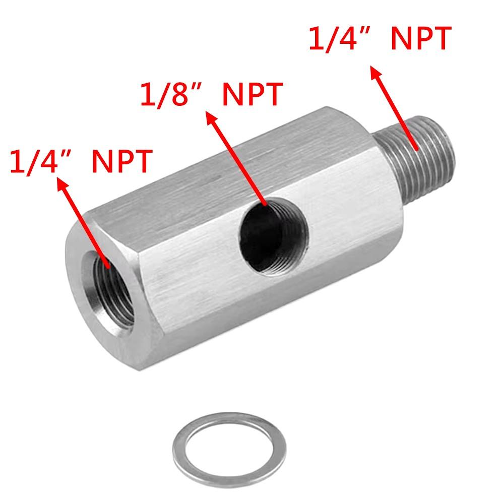 1/8'' BSPT и 1/8'' NPT и M10 алюминиевый соединитель датчика давления масла для тройника NPT адаптер для турбонагнетателей серебристый