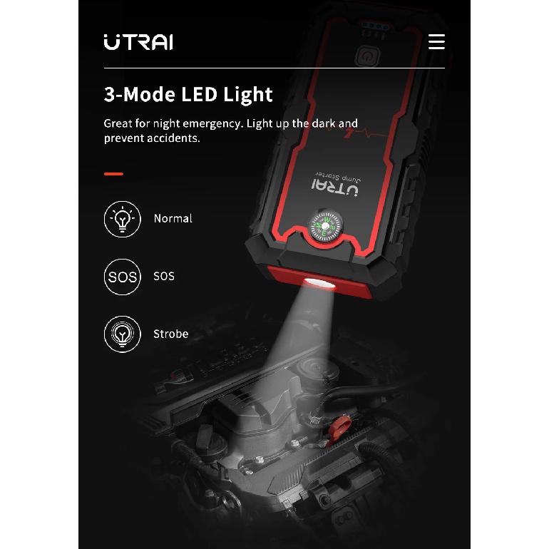 UTRAI 2000A Пусковое устройство Power Bank Портативное зарядное устройство Стартерное устройство Для 8.0L/6.0L Аварийный пусковой аккумулятор для автомобиля