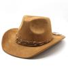 Suede Top Hat, Western Cowboy Riding Hat, Sunshade Big Eaves Hat.
