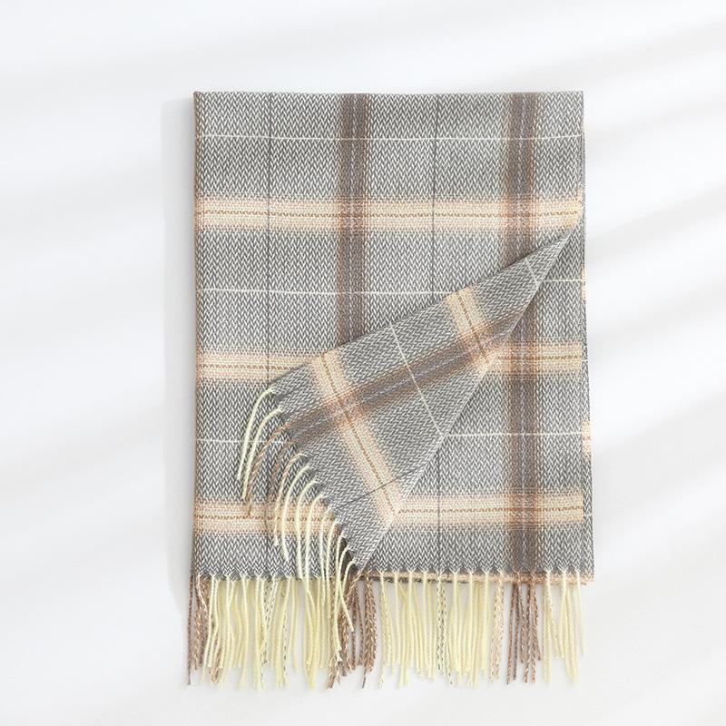 Корейская версия нового кашемирового двустороннего клетчатого шарфа, женский утолщенный и удлиненный теплый шарф-шаль двойного назначения