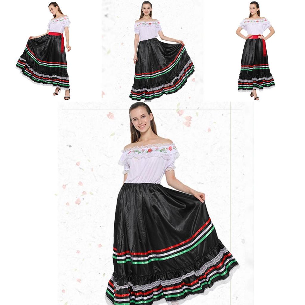 Яркое народное платье для девочки из полиэстера с кружевной отделкой для сценических выступлений и мероприятий на Хэллоуин