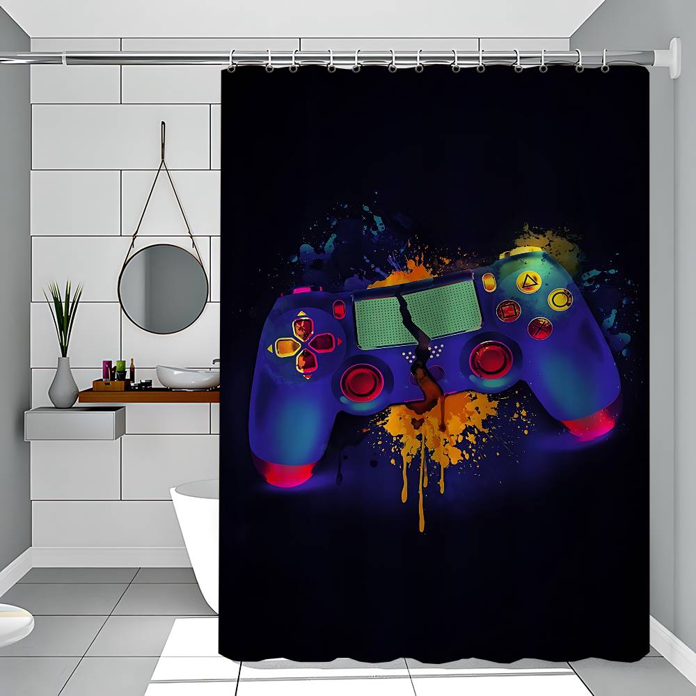 Gaming Poster Just One More Game Retro Shower Curtains 180cm Polyester Modern Style Bathroom Curtain With Hooks Shower Curtain