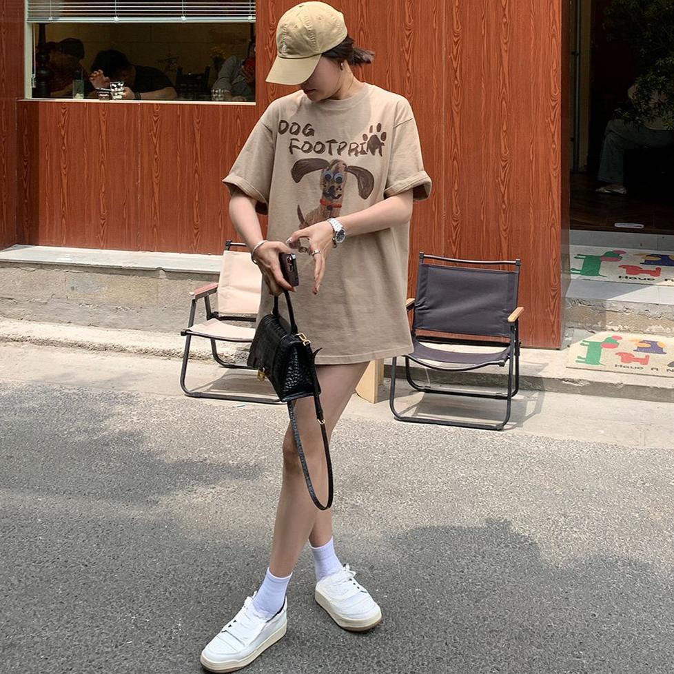 Футболки с забавным мультяшным принтом в стиле harajuku для женщин, летняя повседневная футболка большого размера из чистого хлопка с коротким рукавом, топы y2k в стиле хип-хоп, уличная одежда