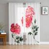 Chinese Hand - Painted Peony Flowers Sheer Curtains For Living Room Window Transparent Voile Tulle Curtain Bedroom Drapes