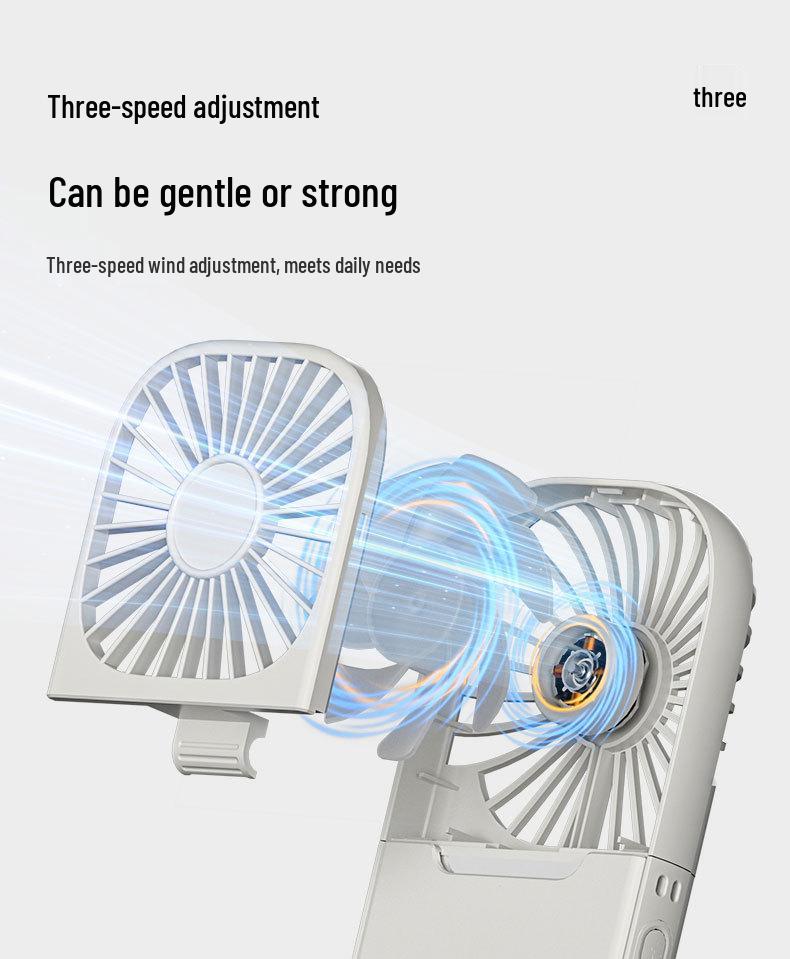 Portable Multifunctional Mini Fan: Three Speeds, Neck-Hanging, Foldable, Rechargeable, Desktop & Handheld Use