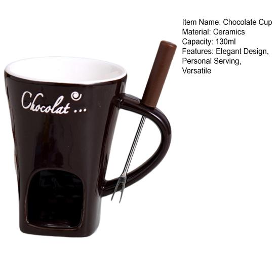 Кружка для шоколадного фондю 130 мл Керамическая чашка для шоколадного фондю с вилками Кружки для плавления